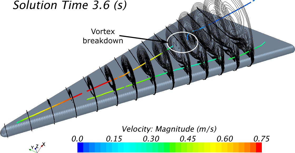 Vortex breakdown visualisation.