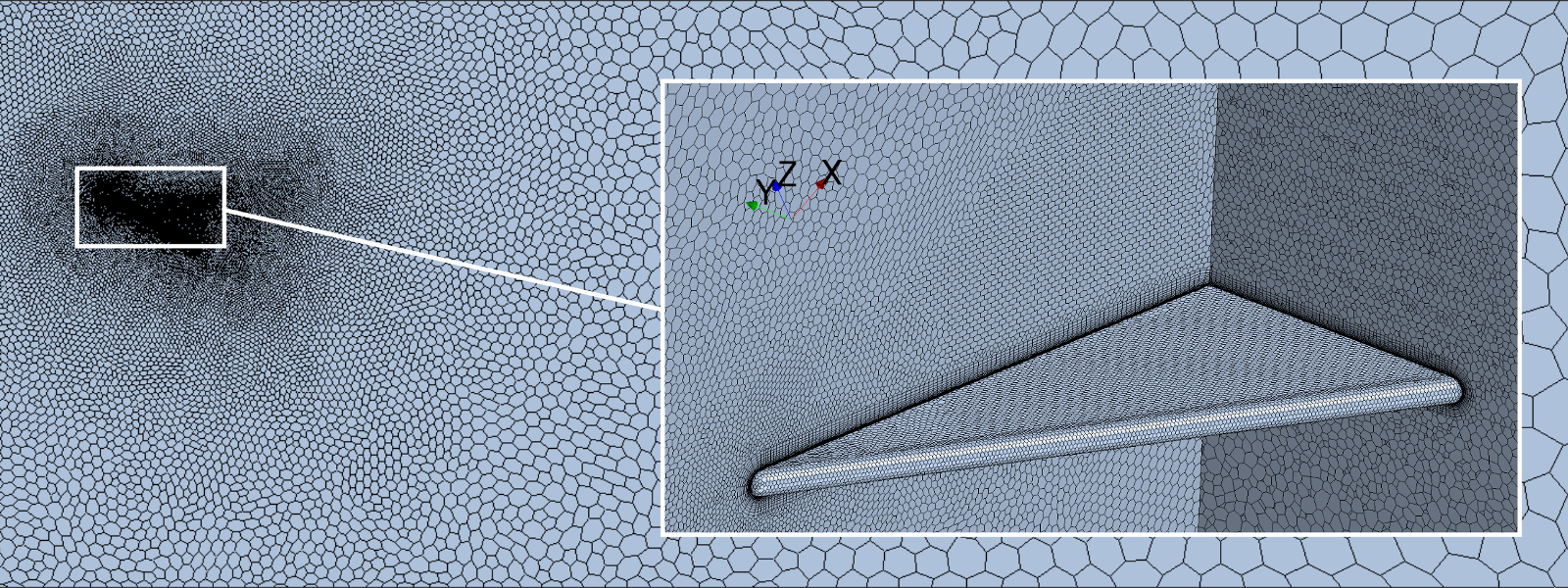 Computational mesh for the delta wing.