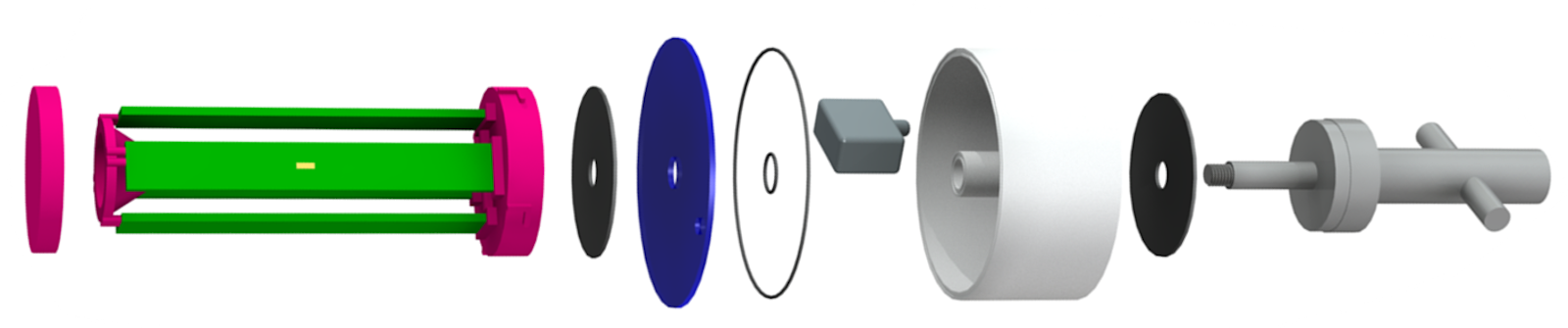 CAD model of the strain measuring system (exploded view) to be mounted on the robotic arm for investment casting.